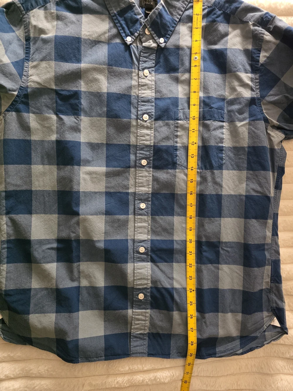 J. Crew Men's Blue Large Check Button-Down Shirt Size XL